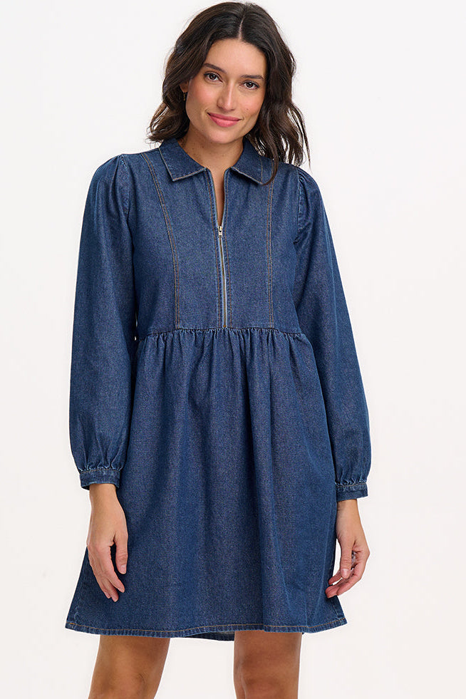 Karen Mini Smock Dress - Deep Blue Denim Sugarhill Brighton Karen Mini Smock Dress - Deep Blue Denim Sugarhill Brighton