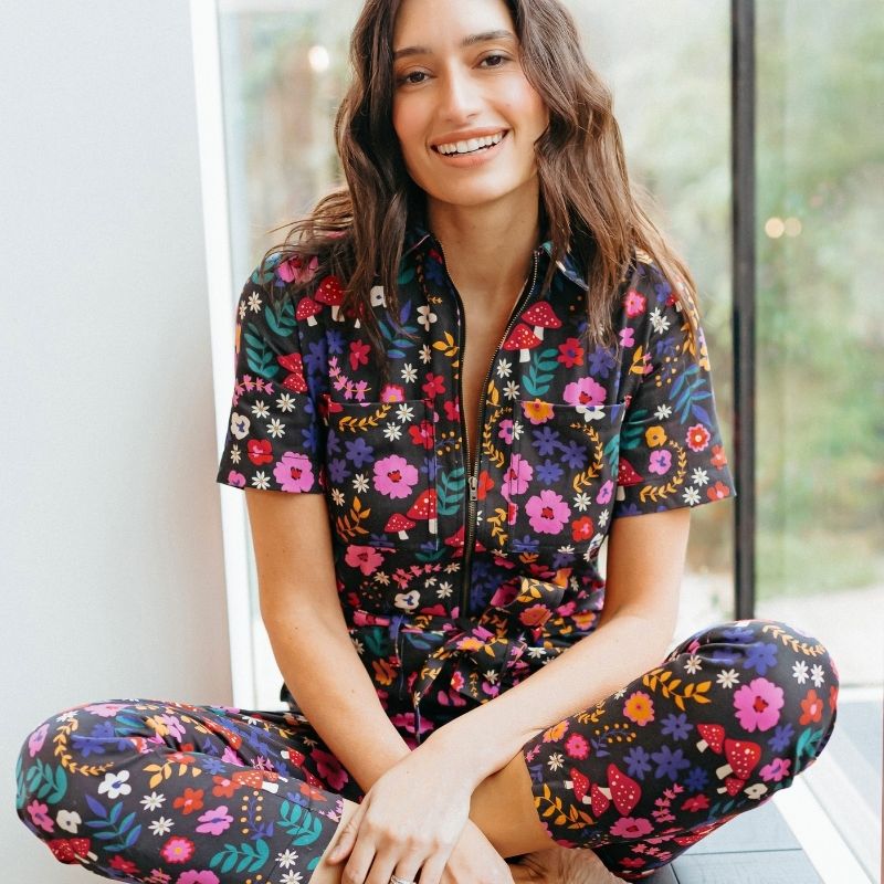 Sugarhill Brighton model wearing Billy Boilersuit - Multi, Toadstool Floral