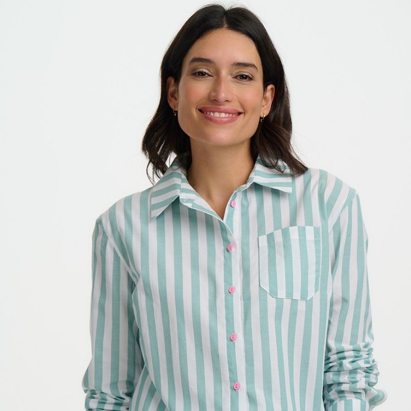 woman wearing striped shirt 
