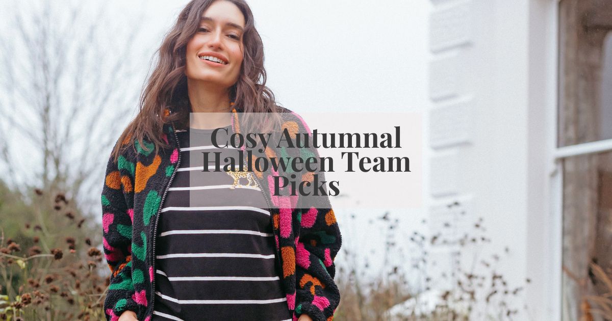 a woman wearing a colourful fleece 