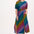 Lindsey Midi Shirred Dress - Black/Multi, Rainbow Checkerboard