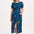 Rosita Shirred Midi Dress - Teal, Rainbow Parrots