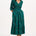 Magdalene Shirred Midi Dress - Green, Rainbow Dappled Spot