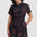 Aileen Mini Shirt Dress - Black, Tropical Lines