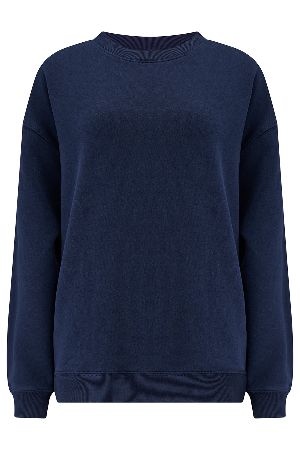 Navy blue sweatshirt on a white background