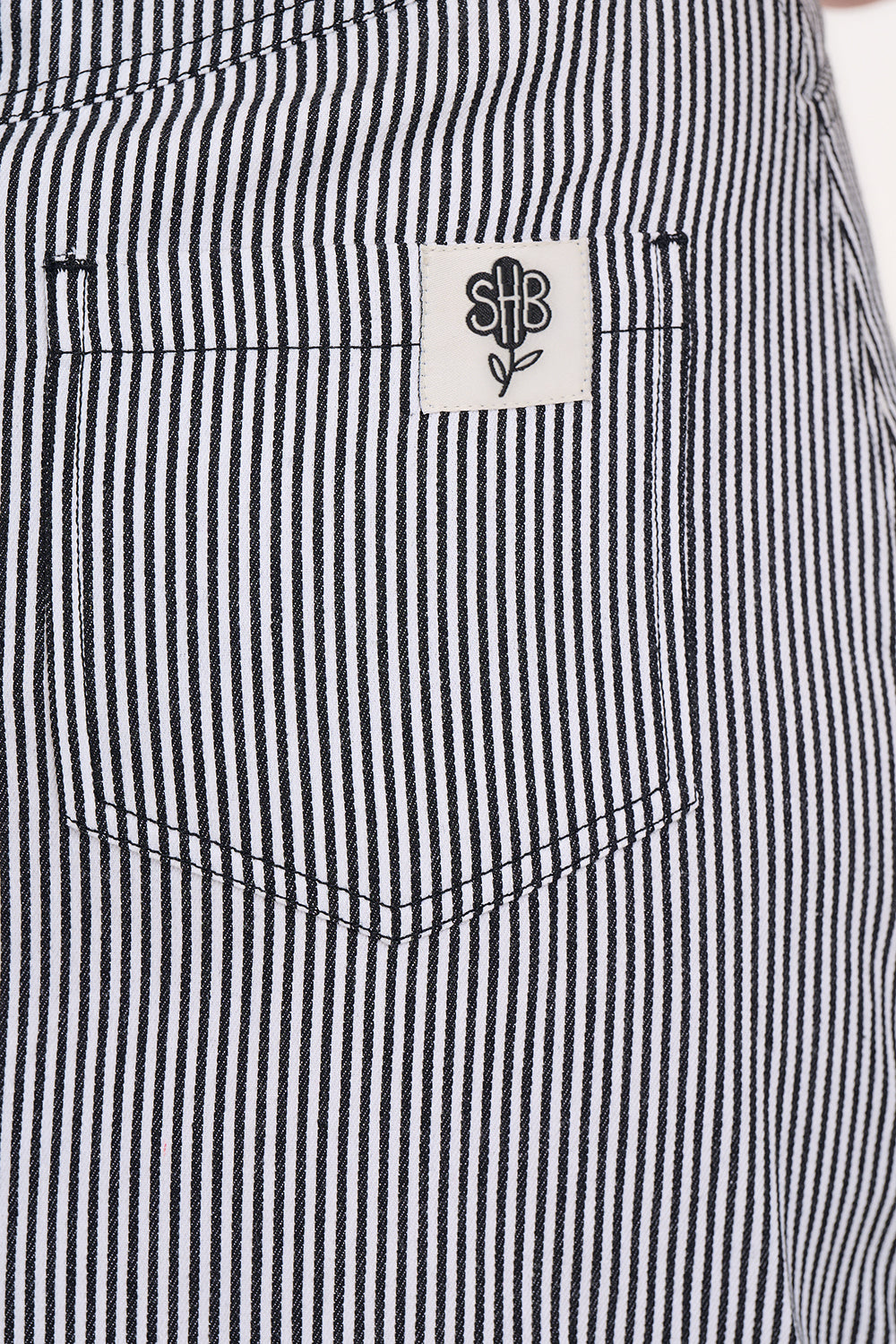 A classic mini skirt with monochrome pinstripes in black and white. 