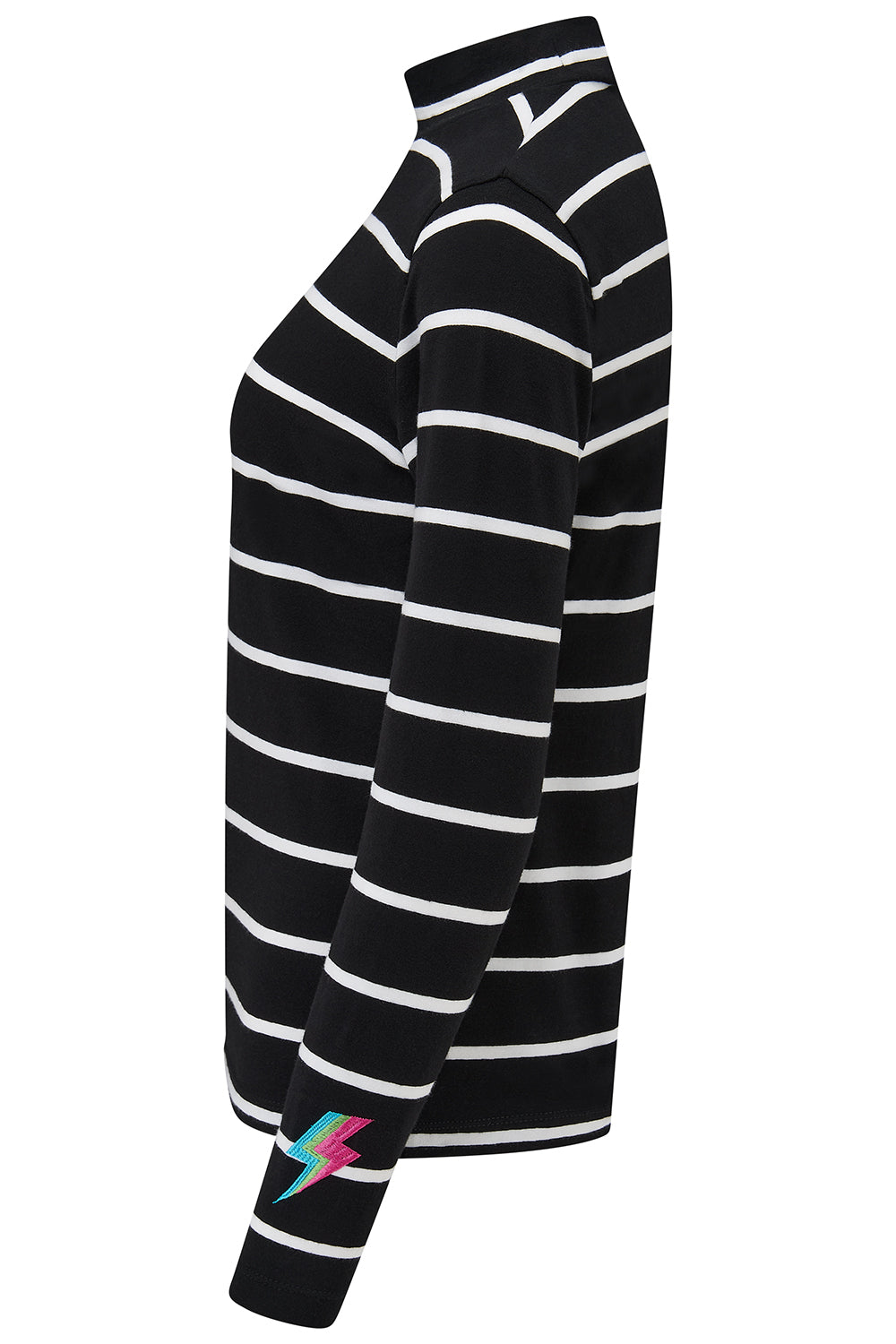 Sugarhill Brighton - Black and white striped long-sleeve shirt on a white background