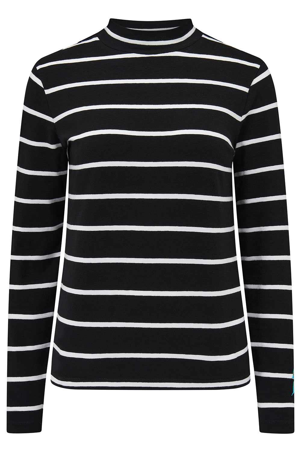 Sugarhill Brighton - Black and white striped long-sleeve shirt on a white background