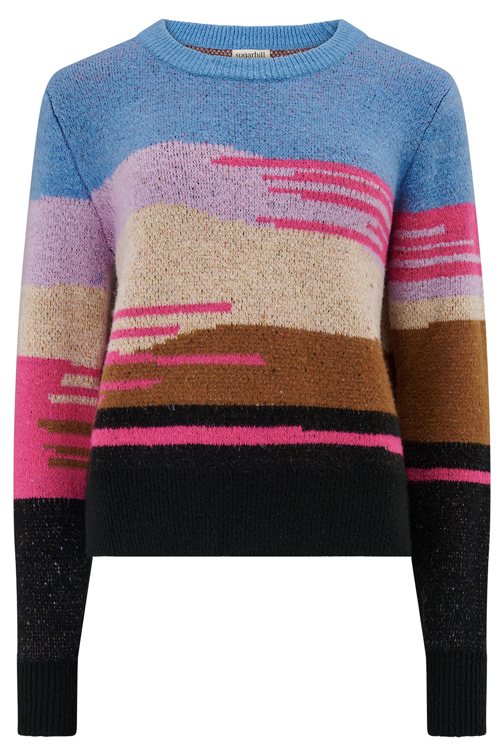 Multicolored sweater with a pattern on a white background