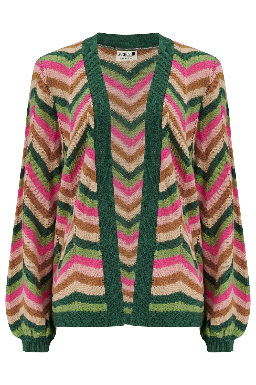 Suagrhill Brighton colorful striped sweater with a green border on a white background