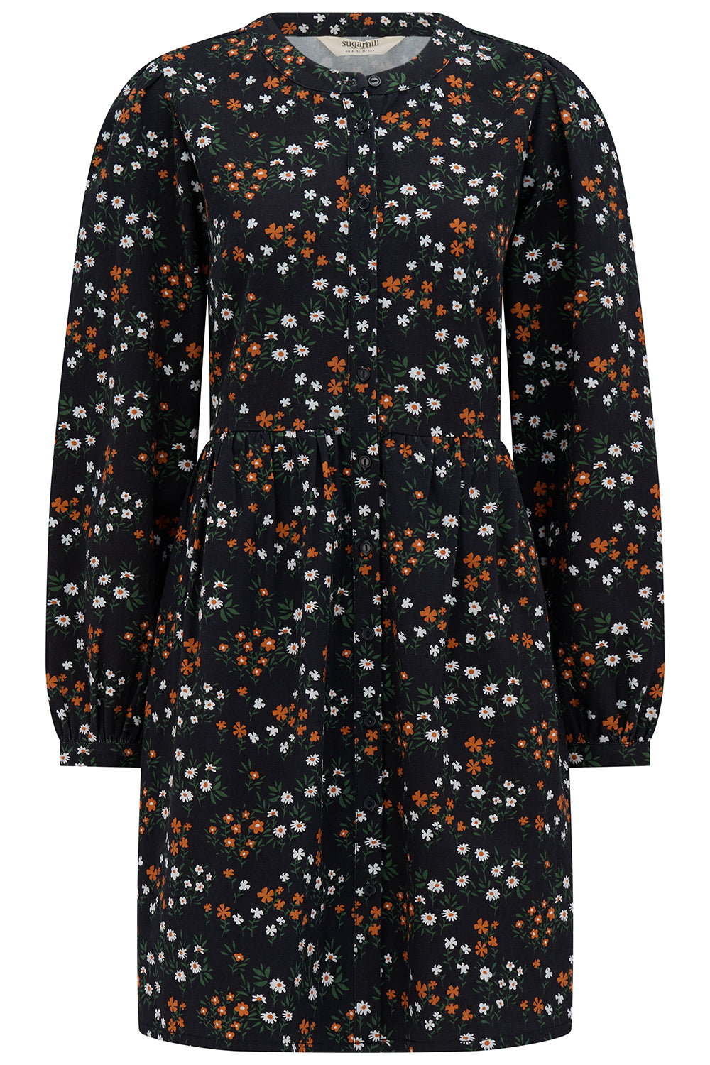 Floral patterned dress on a plain background