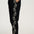 Black pants with floral embroidery on a white background