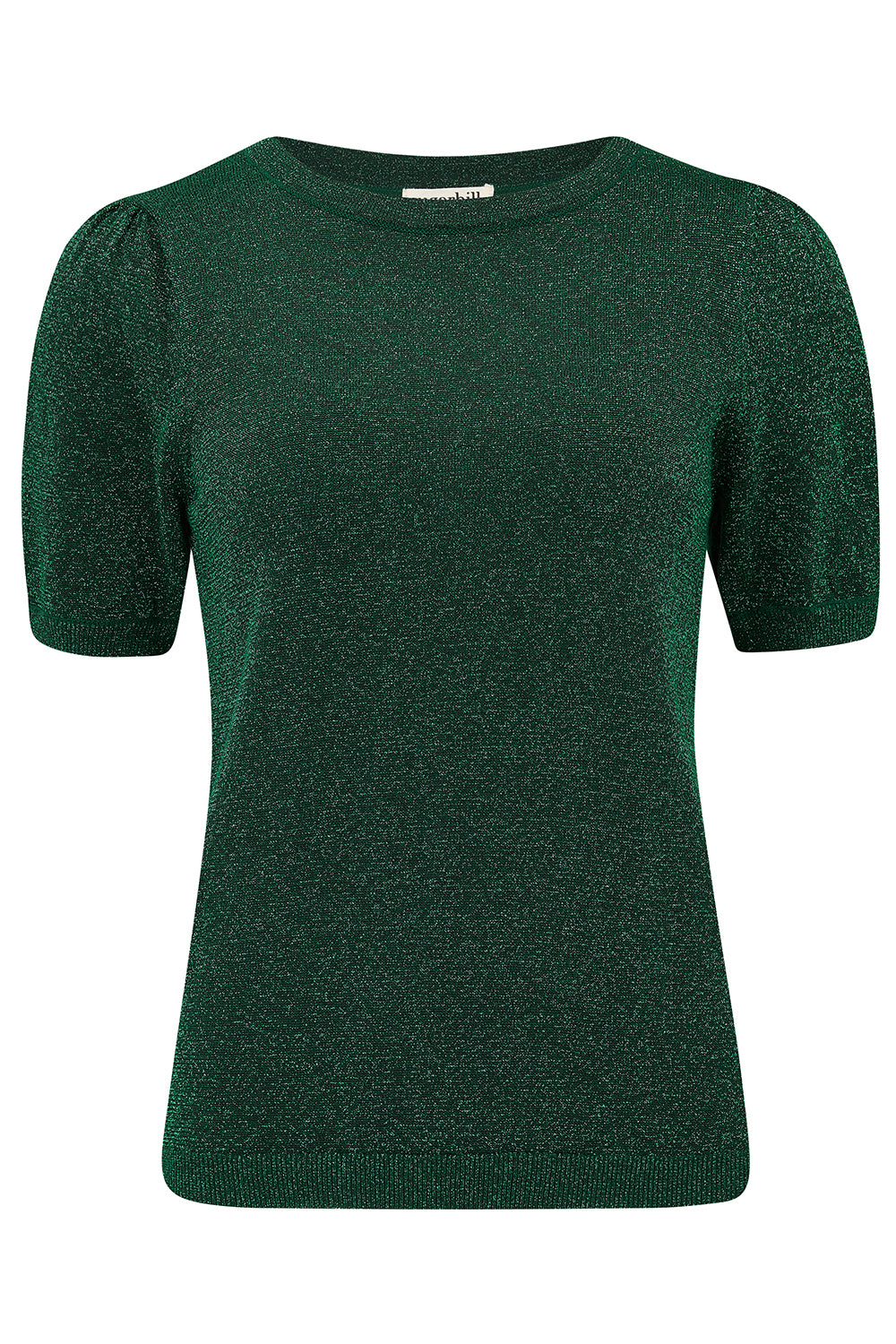 Green short-sleeve top on a white background