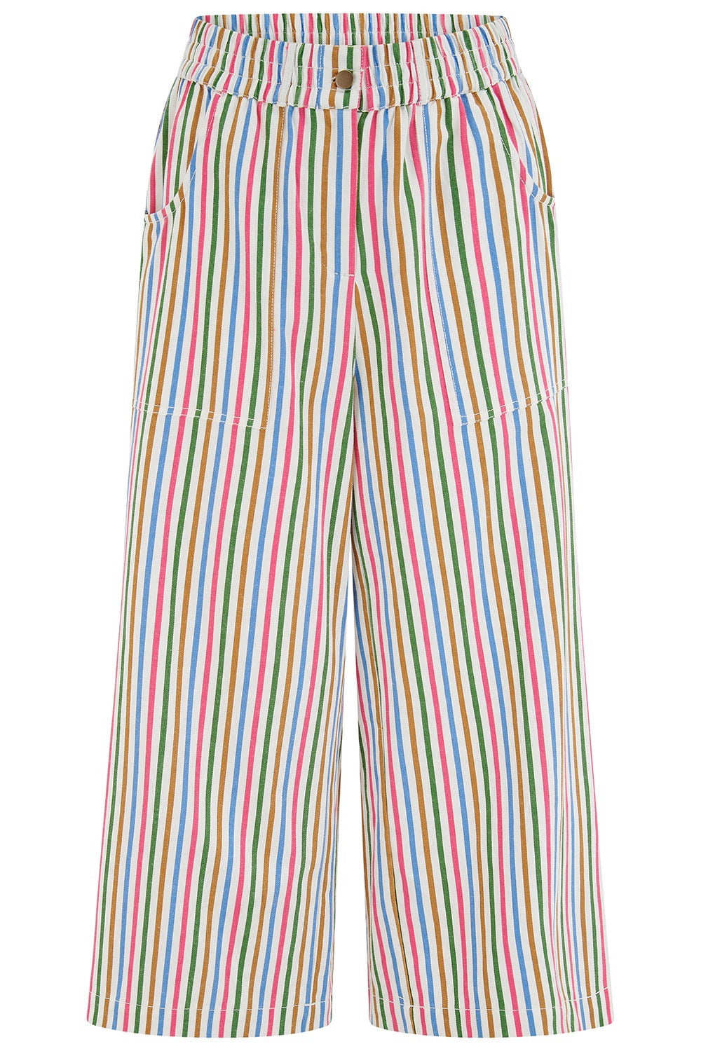 Charlene Cropped Trousers - Multi, Colourful Canvas Stripe Charlene Cropped Trousers - Multi, Colourful Canvas Stripe