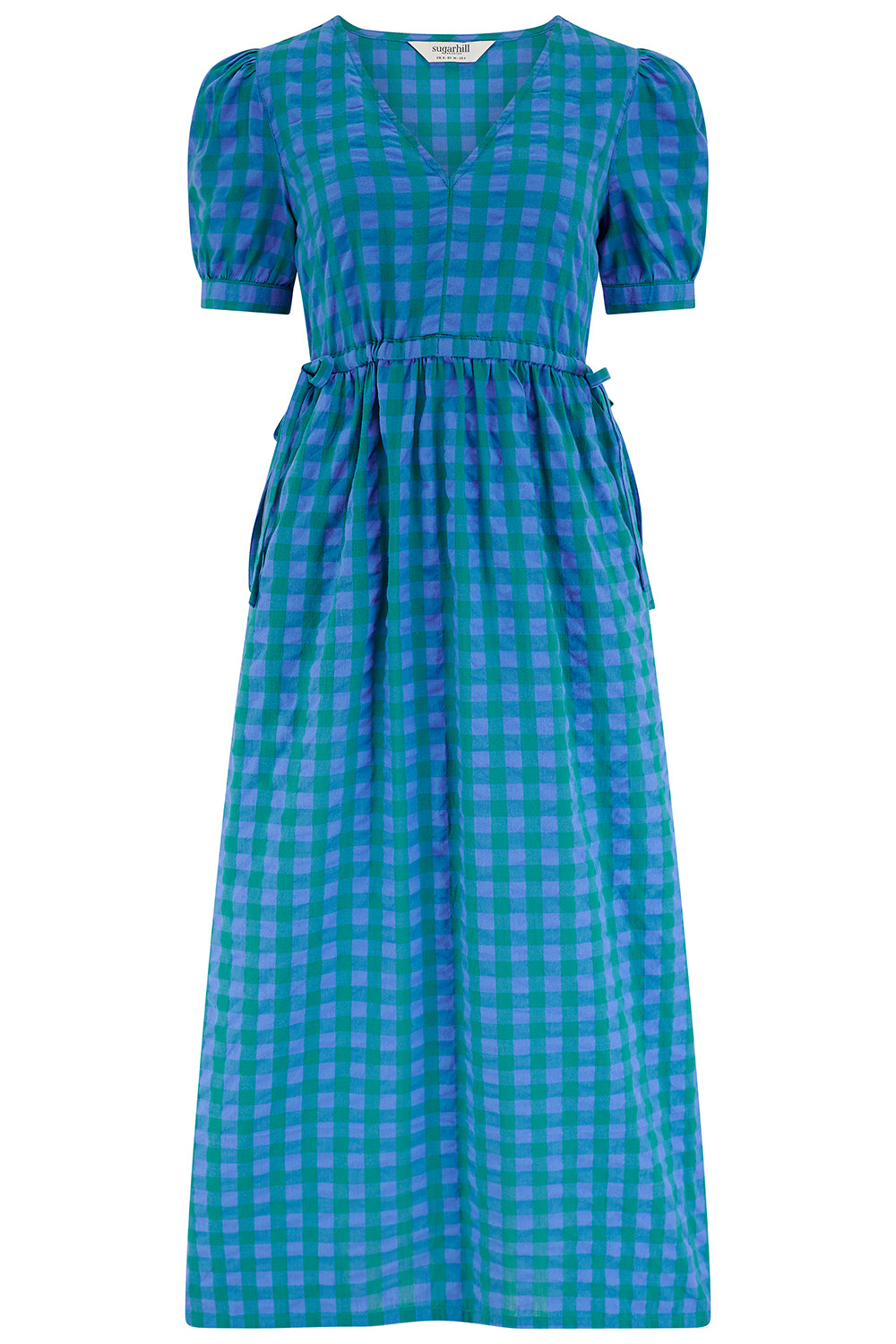 blue checked dress