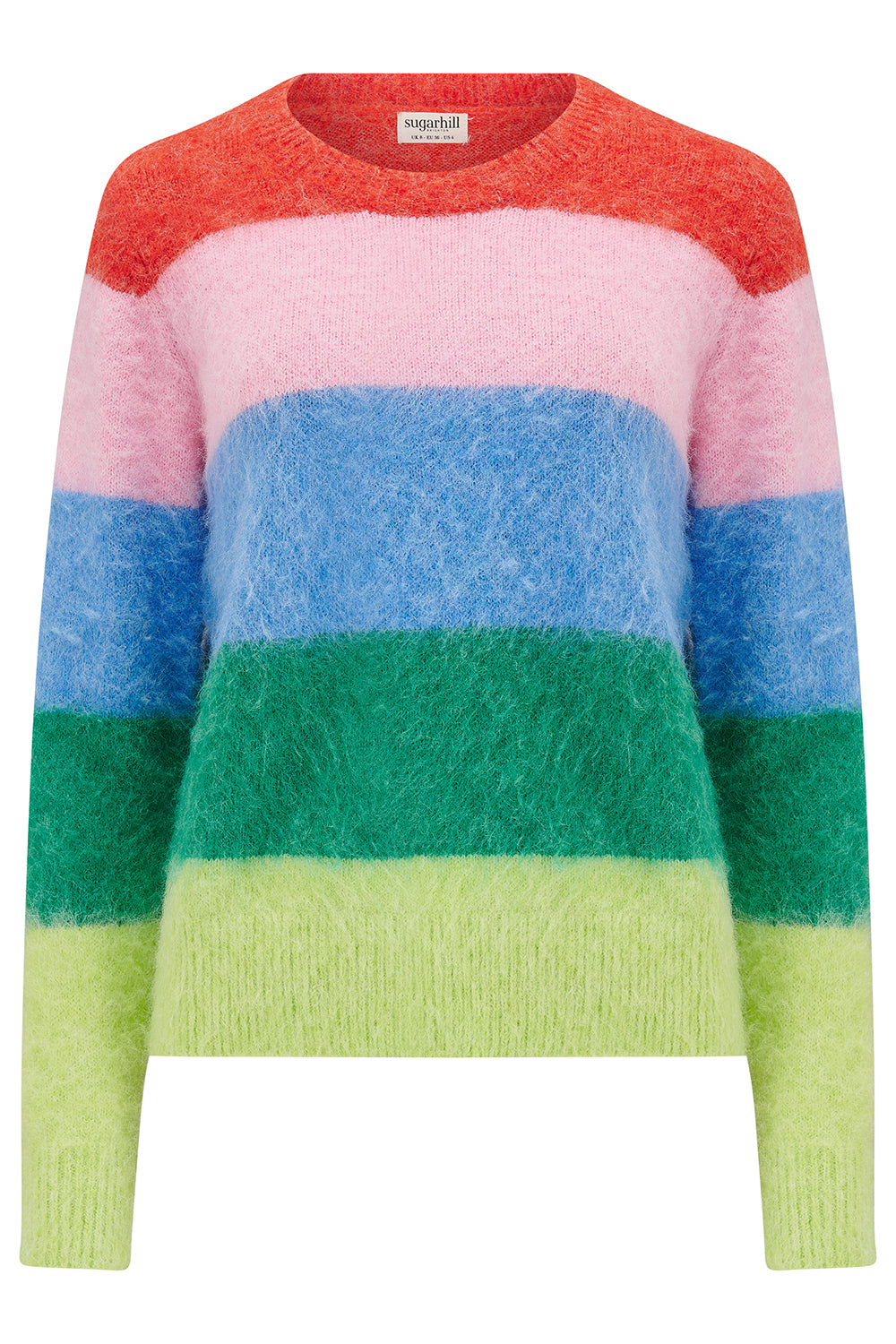 multicoloured striped fluffy jumper 