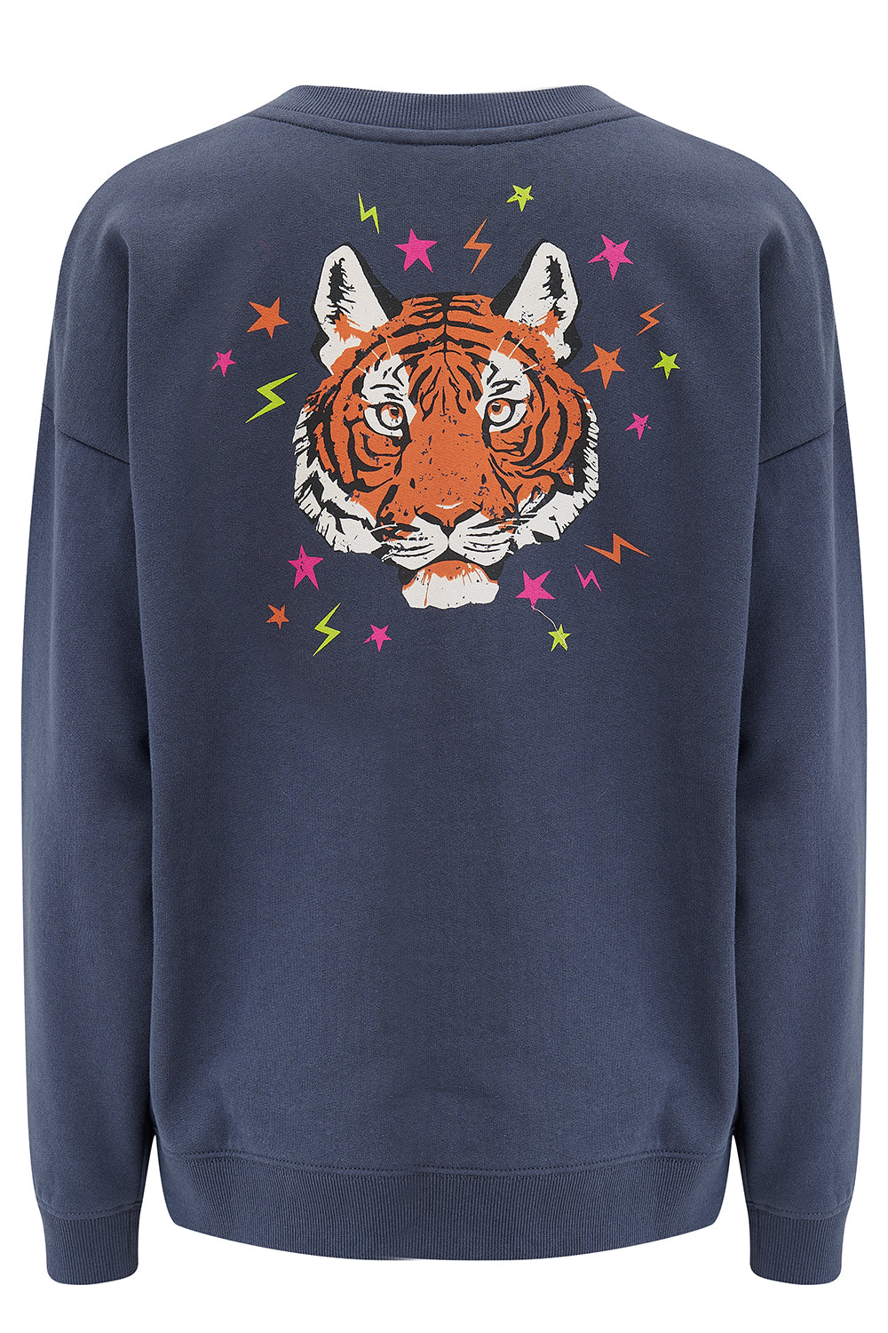 charcoal sweatshirt with tiger motif