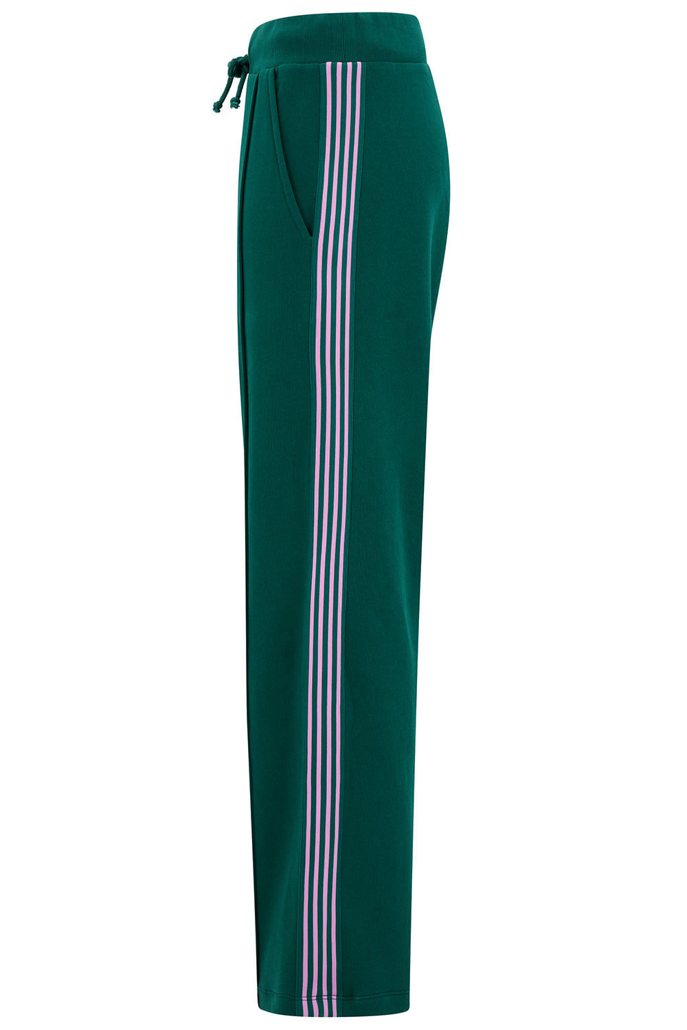 Green pants with white stripes on a white background