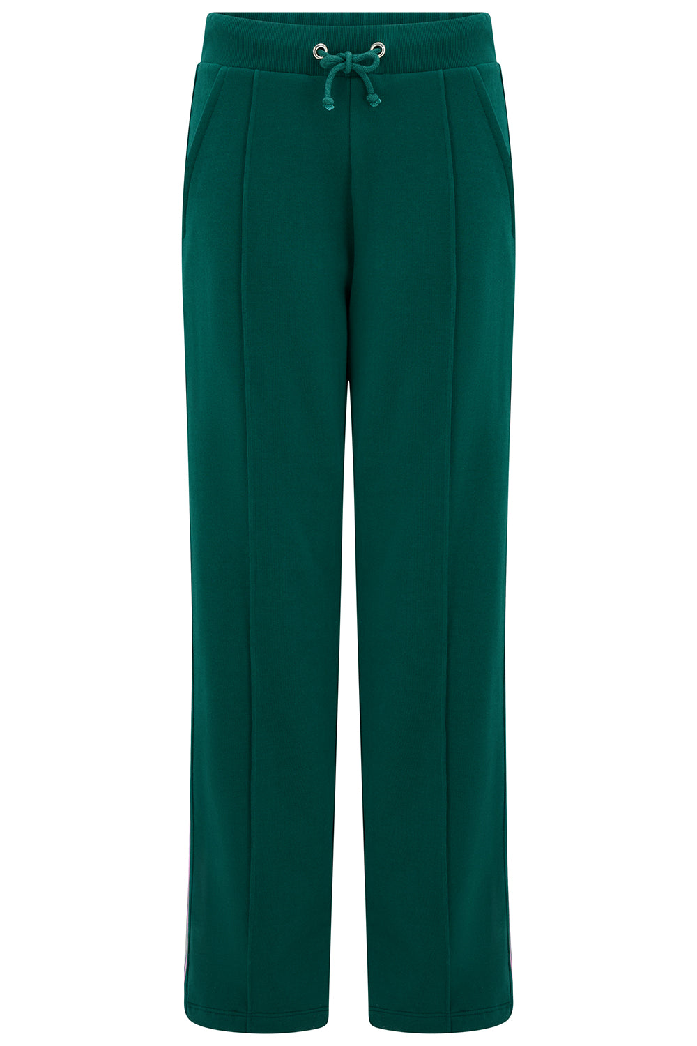 Green pants with a drawstring on a white background