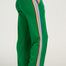 Green pants with colorful stripes on a white background