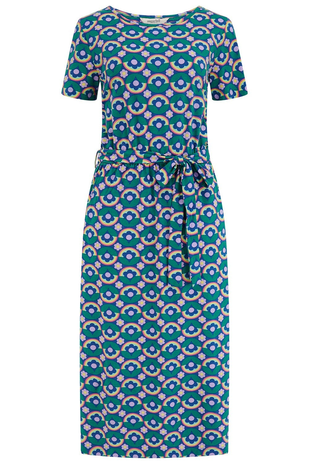 Patterned dress with a white background