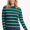 Sugarhill brighton model wearing a green and pink striped sweater on a white background