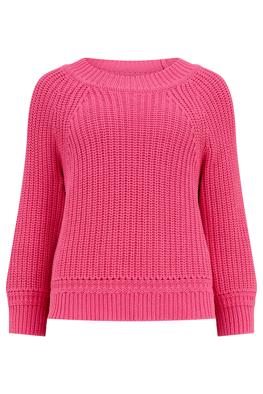 Pink knitted sweater on a white background