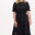 Sugarhill Brighton model wearing a black dress with colourful pattern on a white background