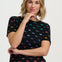 Bold black tshirt with colourful rainbows on 