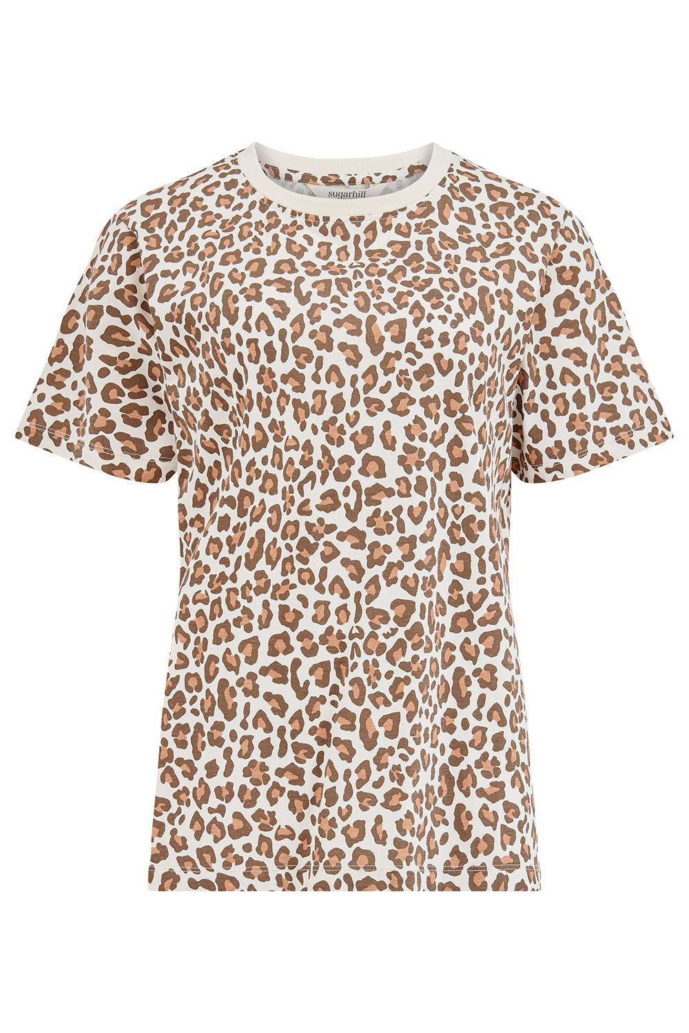 Leopard print t-shirt on a white background