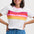 Person wearing a white t-shirt and blue jeans on a white background