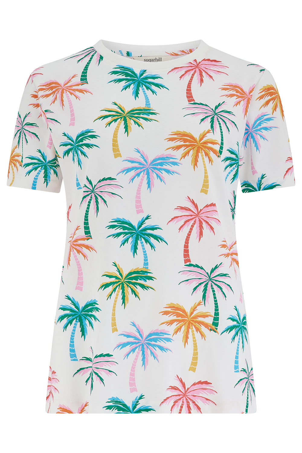 A tshirt with colourful palm print 