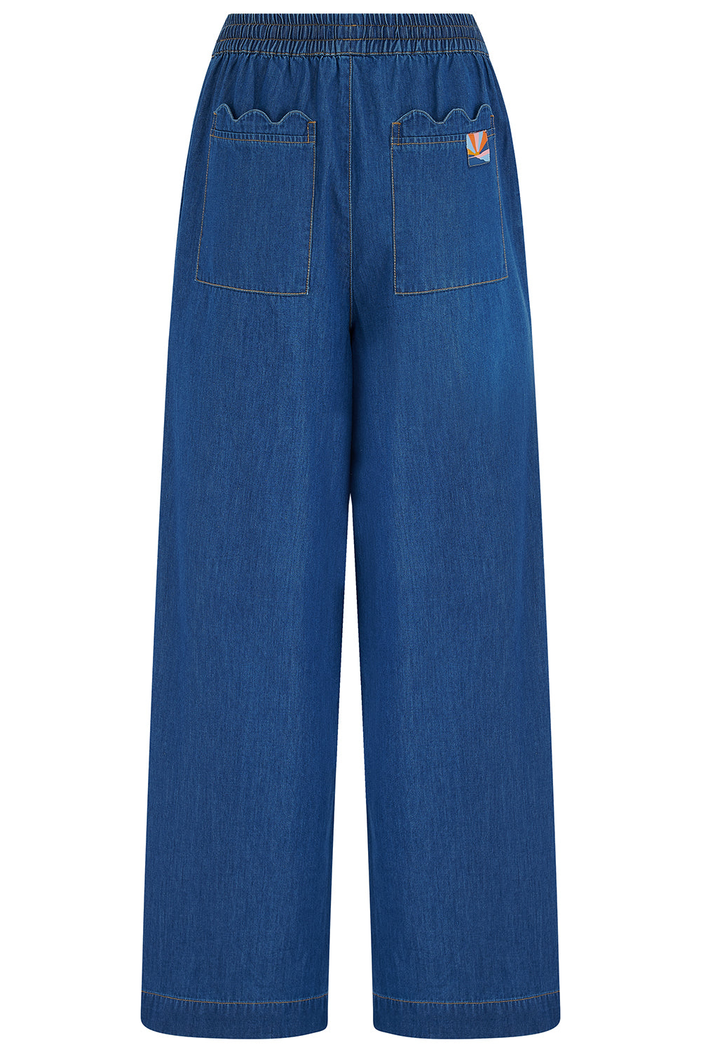 Blue denim pants on a white background