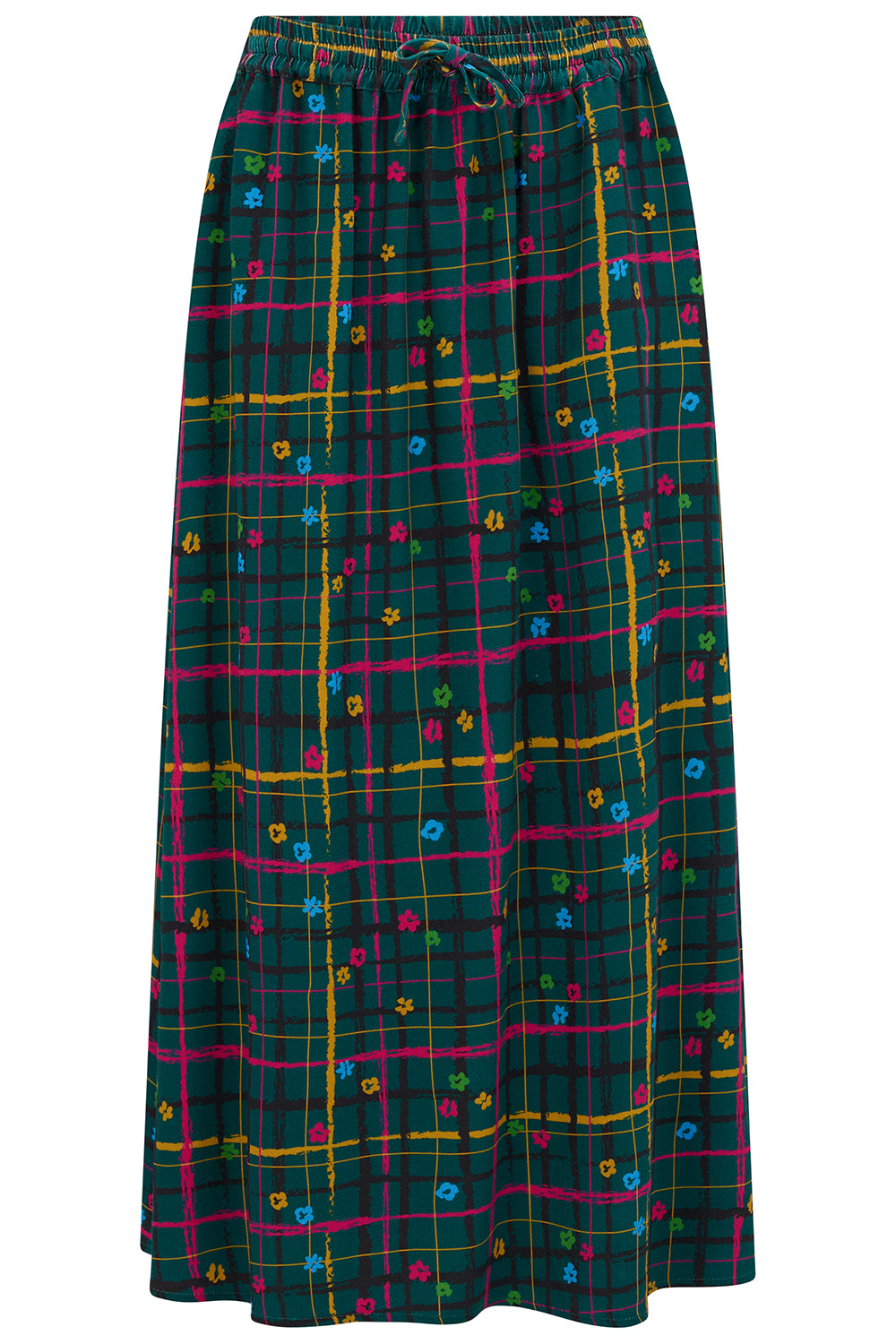 Plaid skirt with colorful pattern on a white background