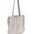 Multicolored striped tote bag on a white background