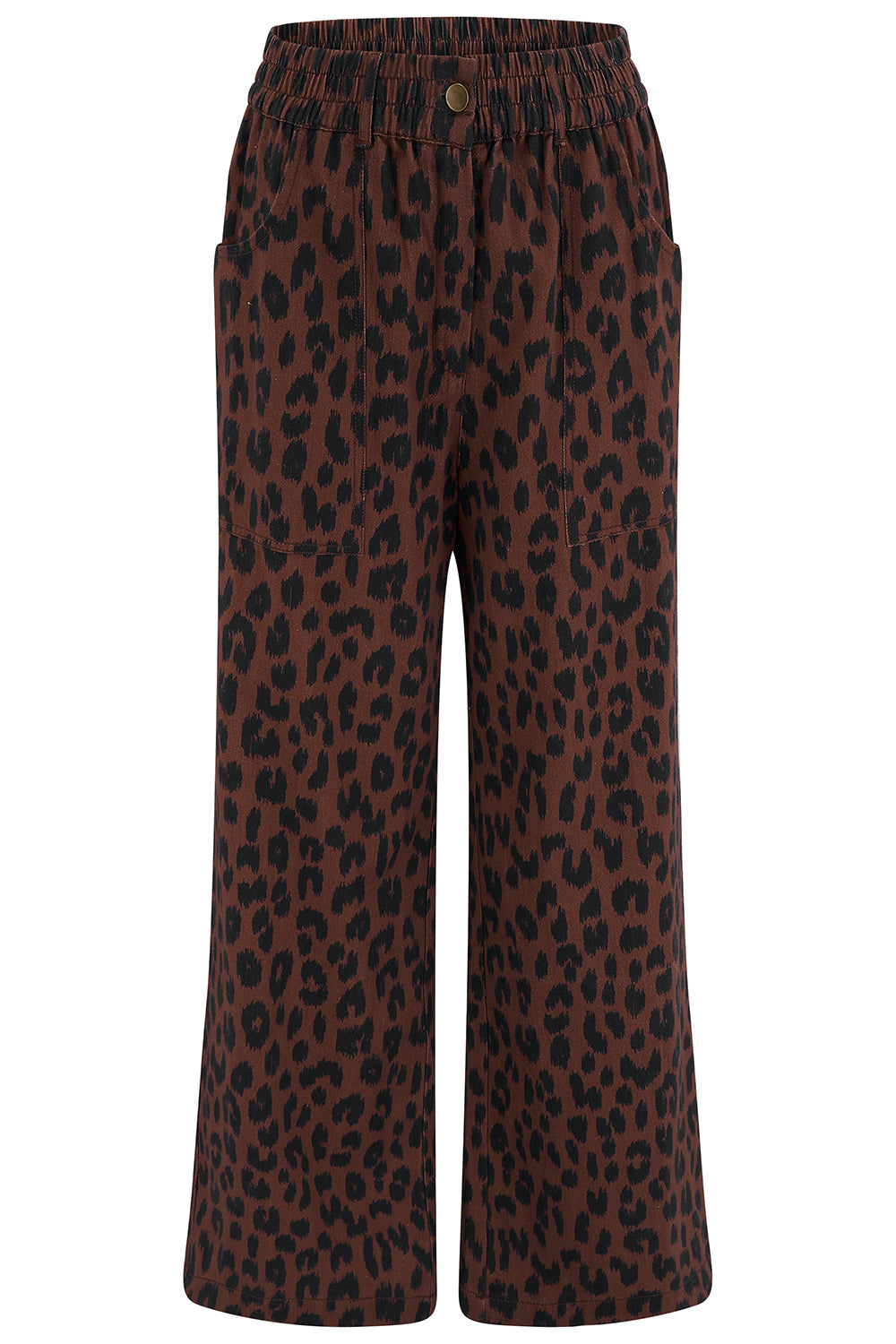 Leopard print pants on a white background