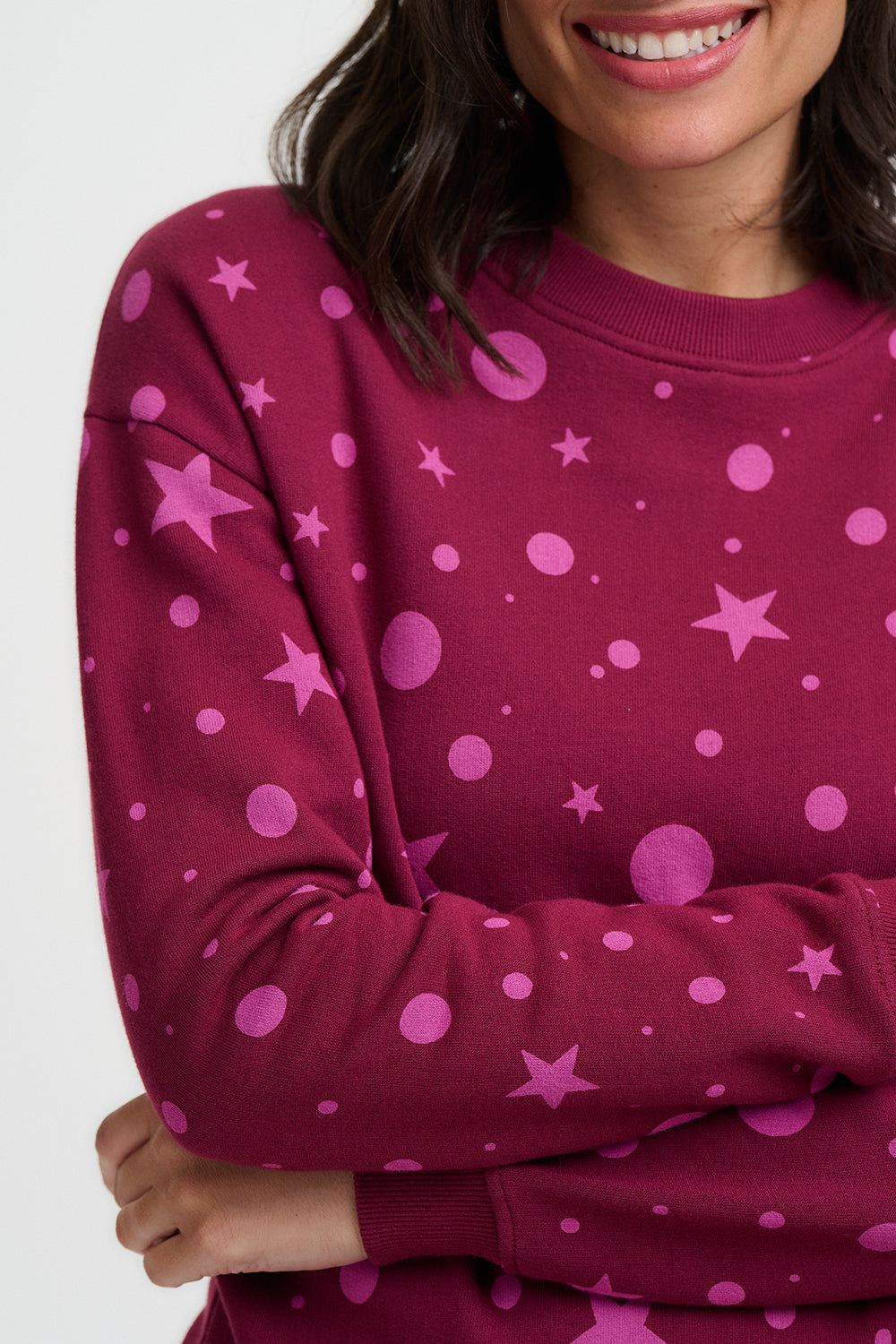Noah Sweatshirt - Burgundy Pink Polka