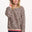 Leopard print sweatshirt with pink and red trim on a white background