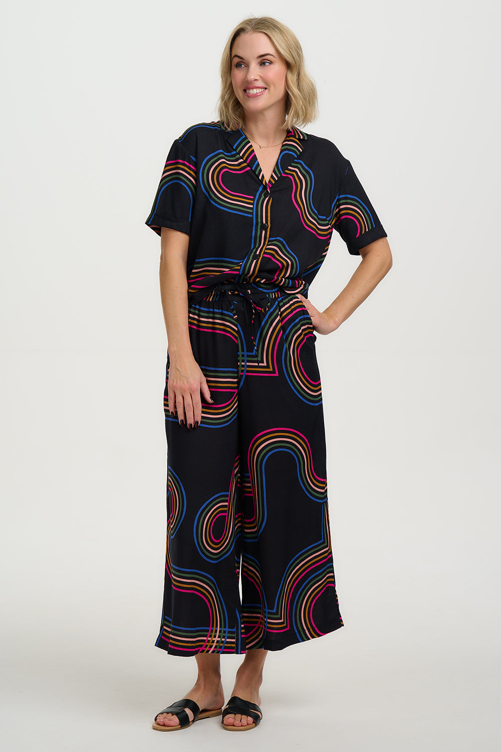 retro inspired shirt with colour stripes 