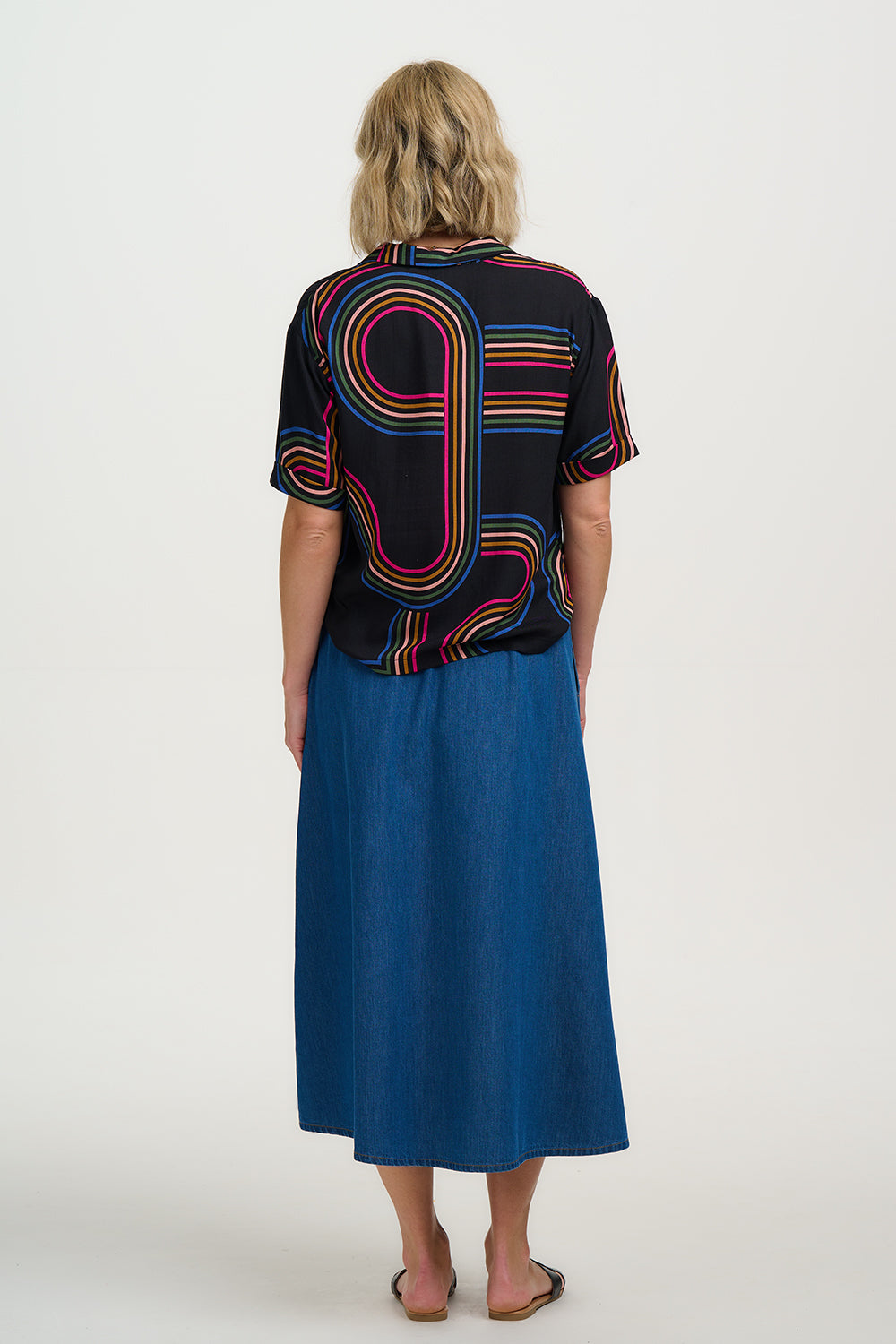 retro inspired shirt with colour stripes 