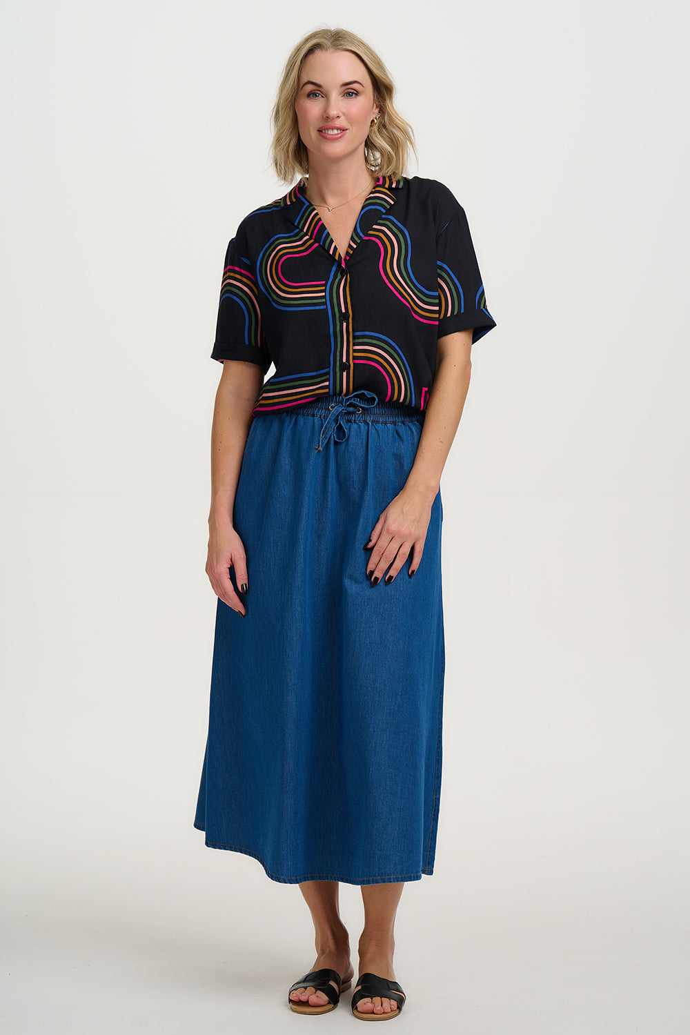 retro inspired shirt with colour stripes 