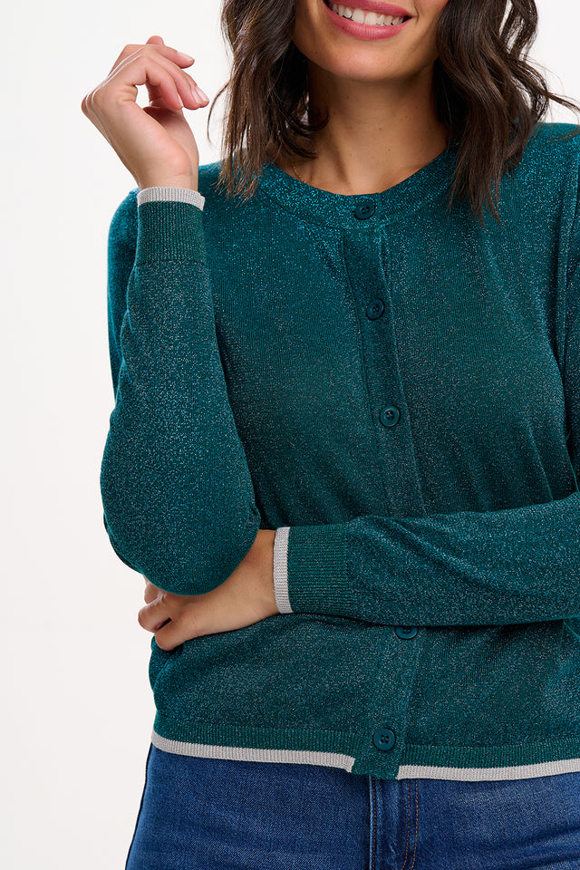Sugarhill Brighton Ophilia Teal Sparkle Cardigan