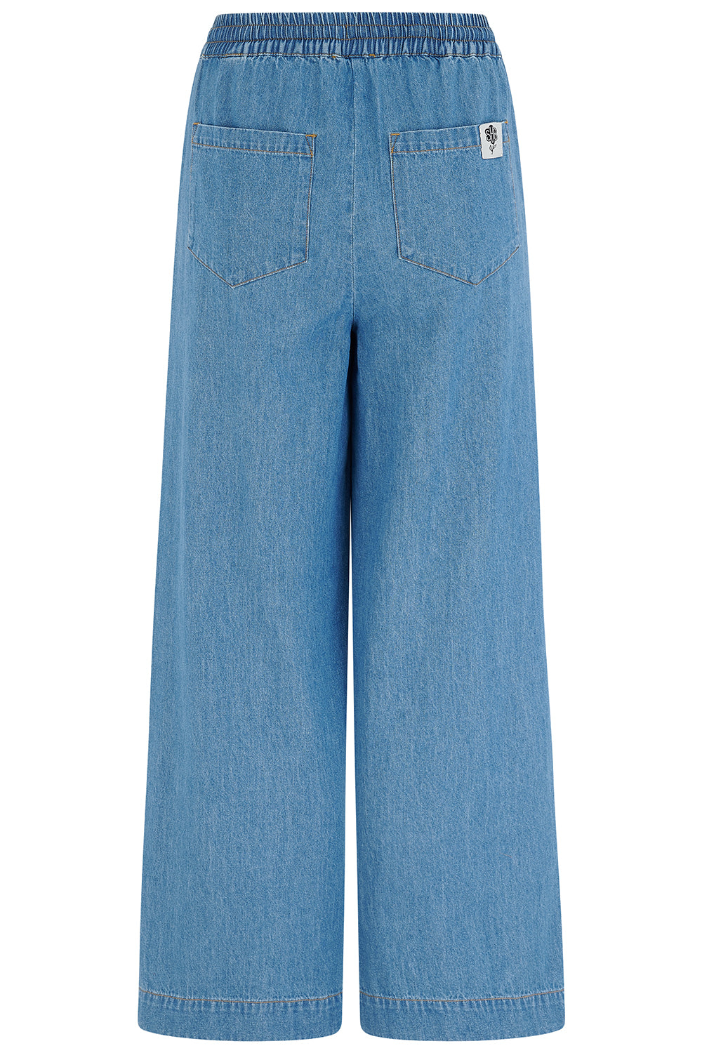 Blue wide-leg pants on a white background