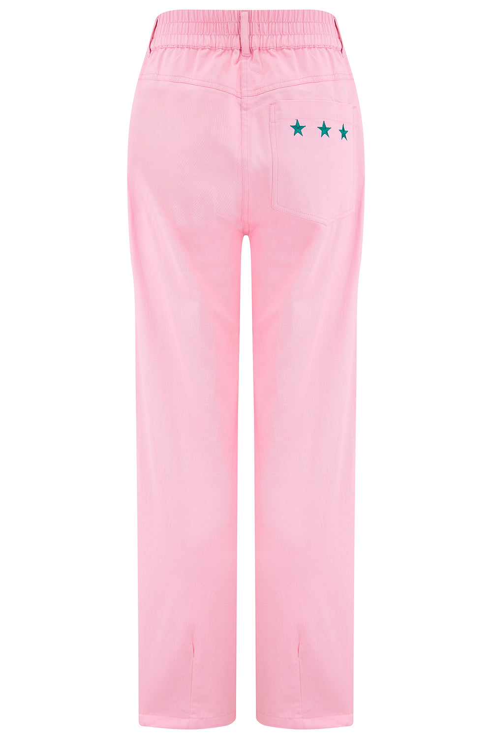 Pink Rowan trousers with a triple star pattern