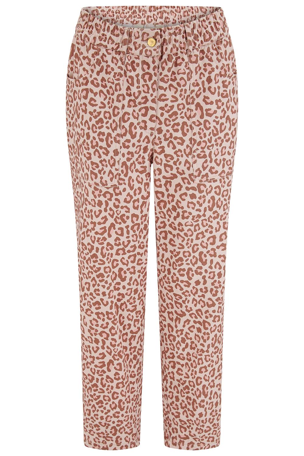 Leopard print pants on a white background