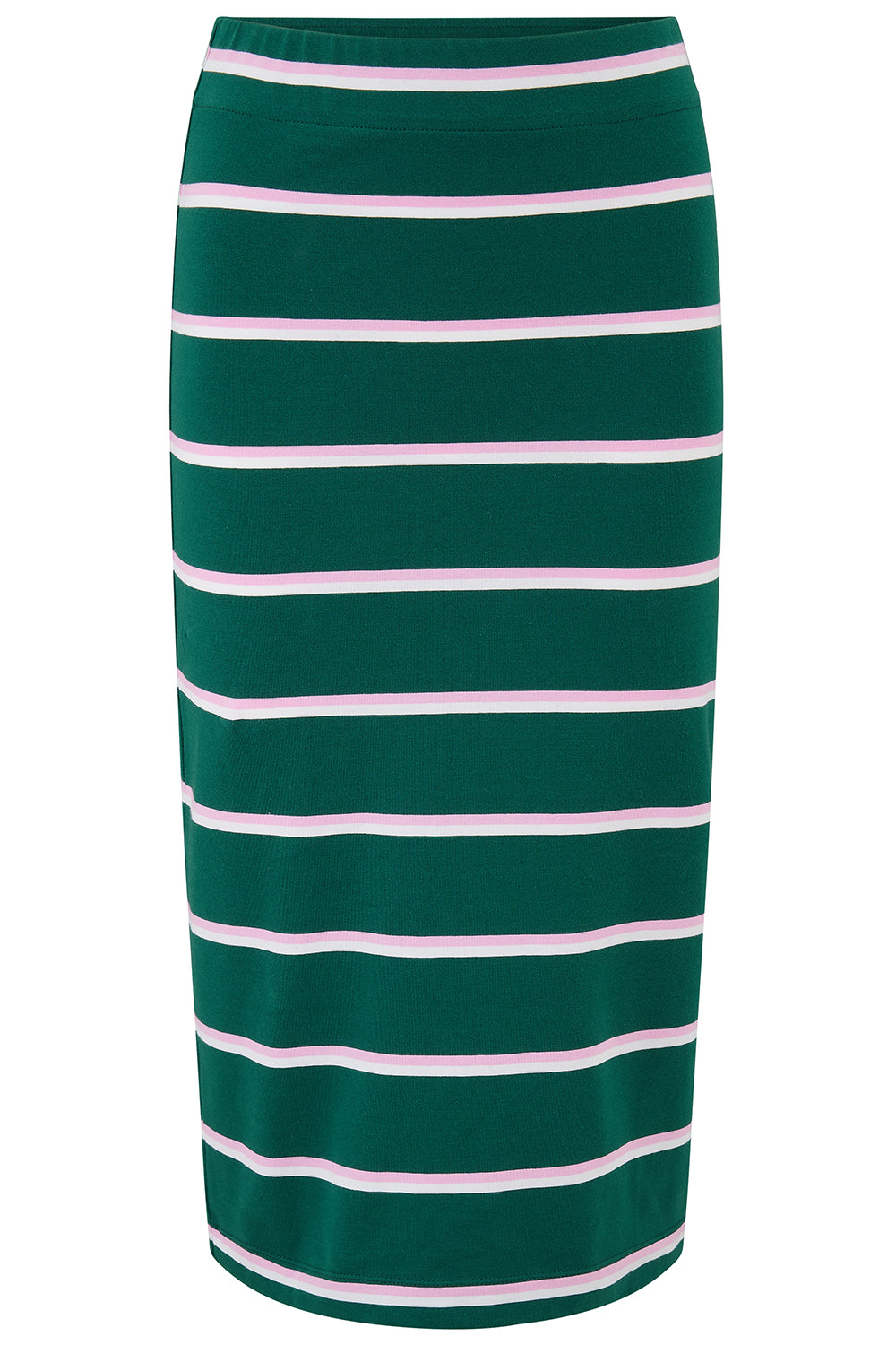 Green and white striped skirt on a white background