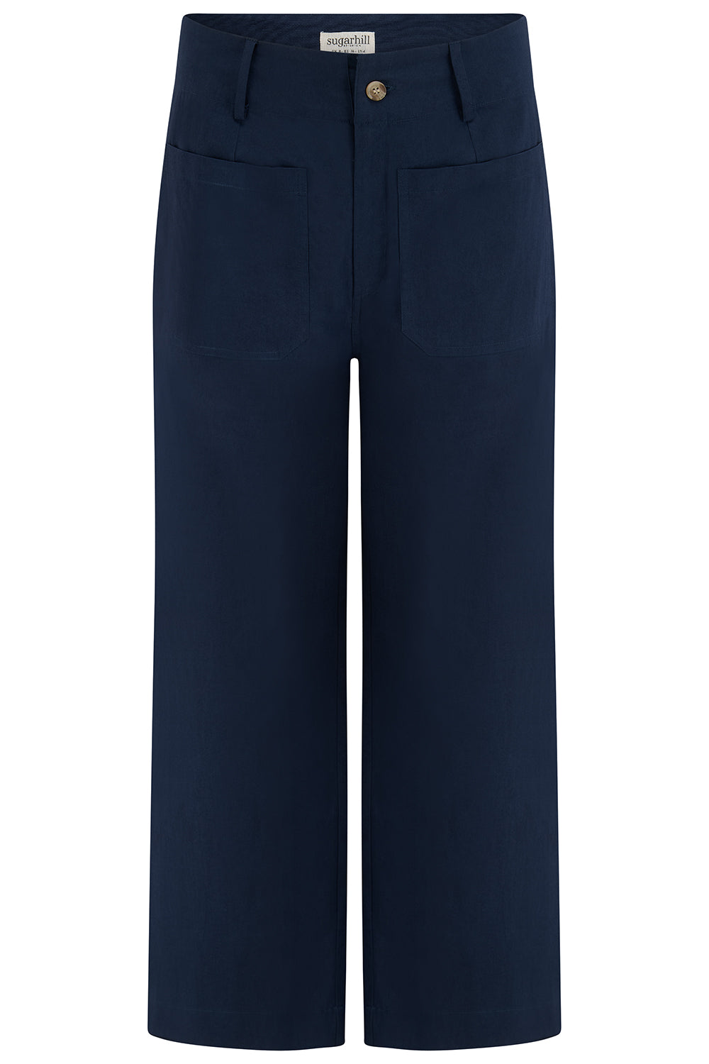 Navy blue pants on a white background