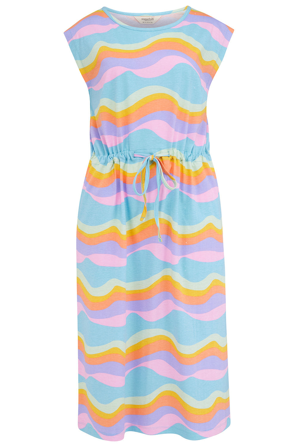 Colorful striped dress on a white background