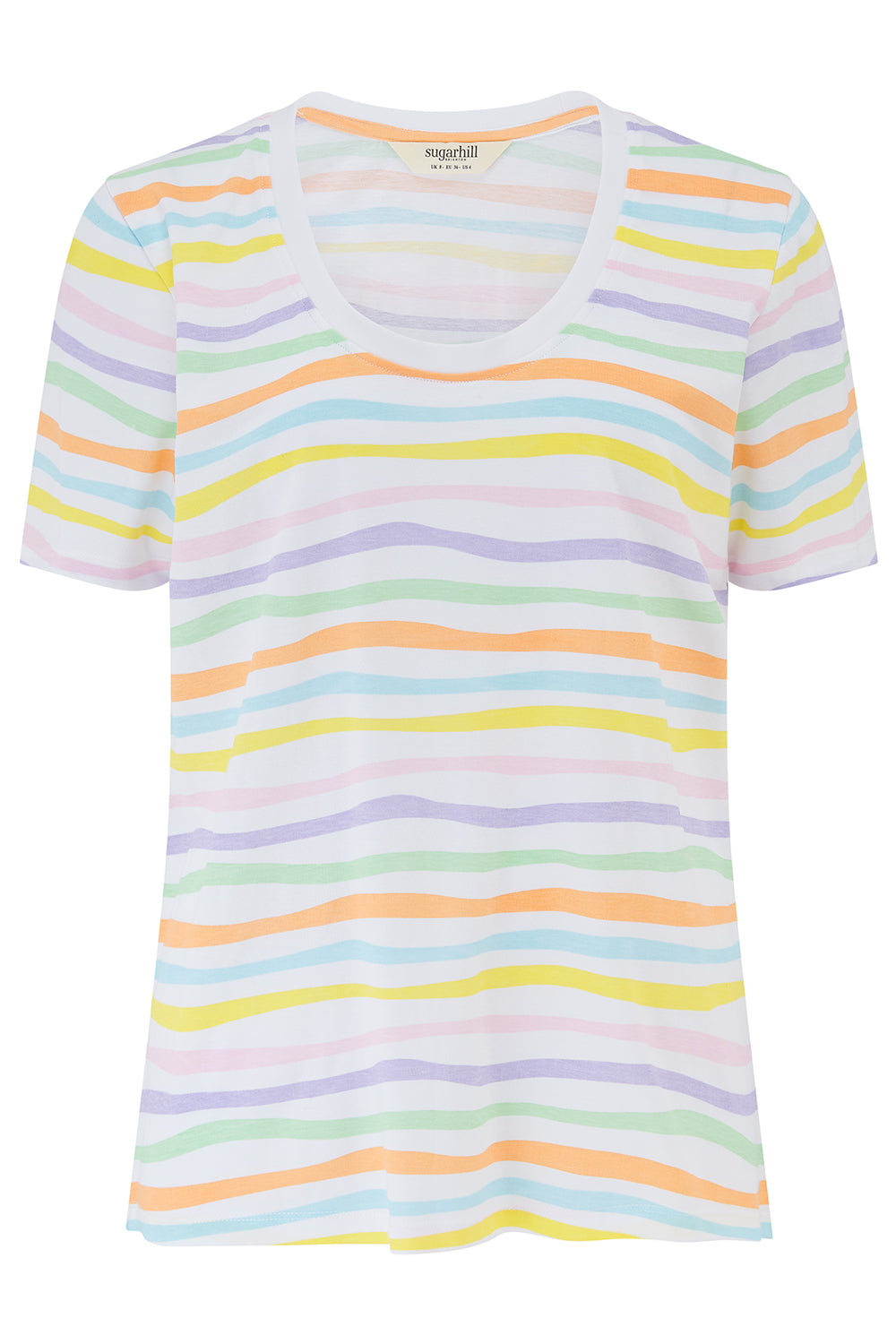 Pastel striped t-shirt on a white background