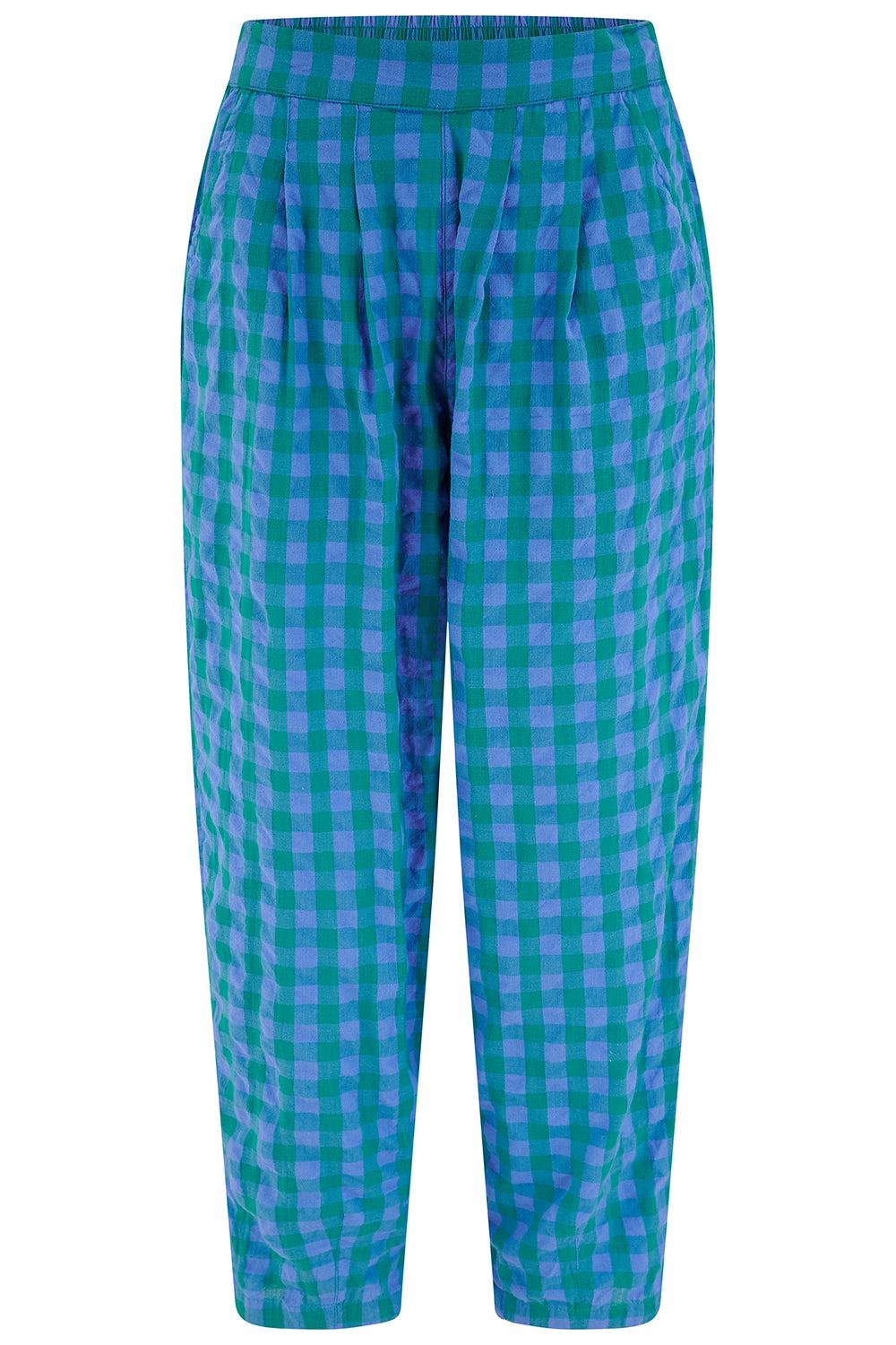 Ceckerboard barrel trousers 